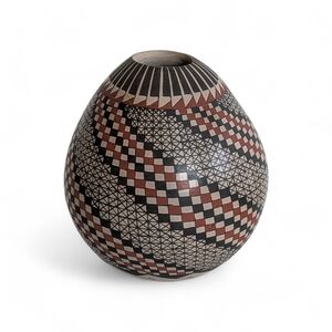 Armando Rodriguez MATA ORTIZ POTTERY Seed Pot Vase Geometric Polychrome